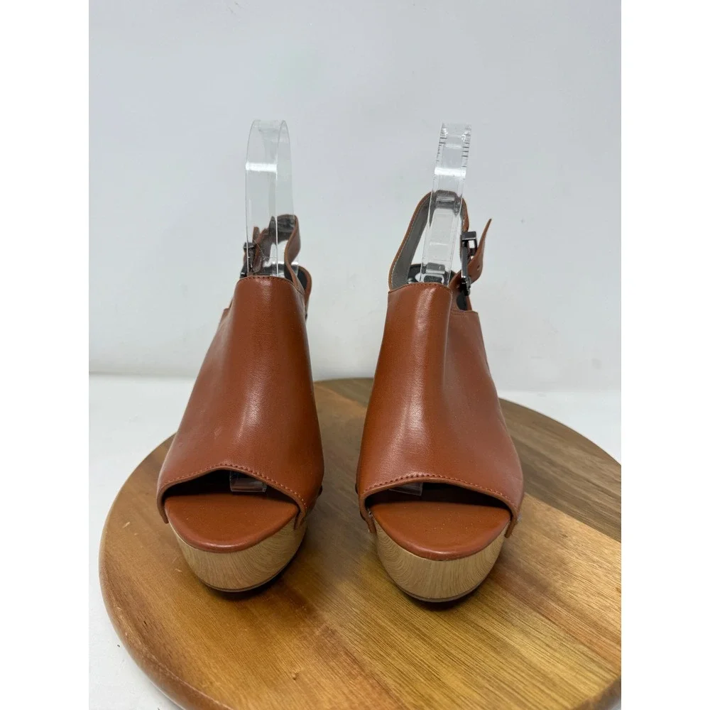 Circus by Sam Edelman Clara Cognac Brown Studded Wedge Platform Sandals Size 8M